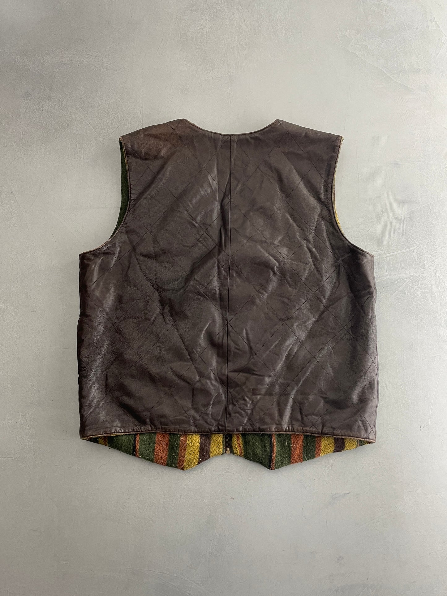 Reversible Quilted Leather Vest [M/L]