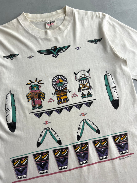 90's Native American Print Tee [L]