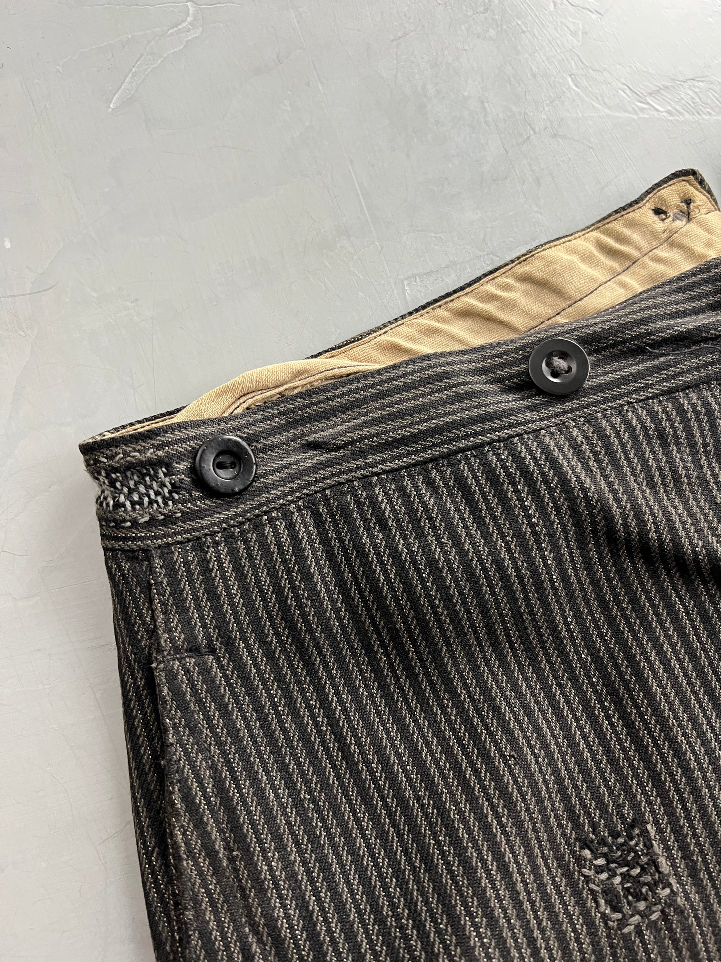 20's-30's French Buckle Back Pinstripe Pants [35"]