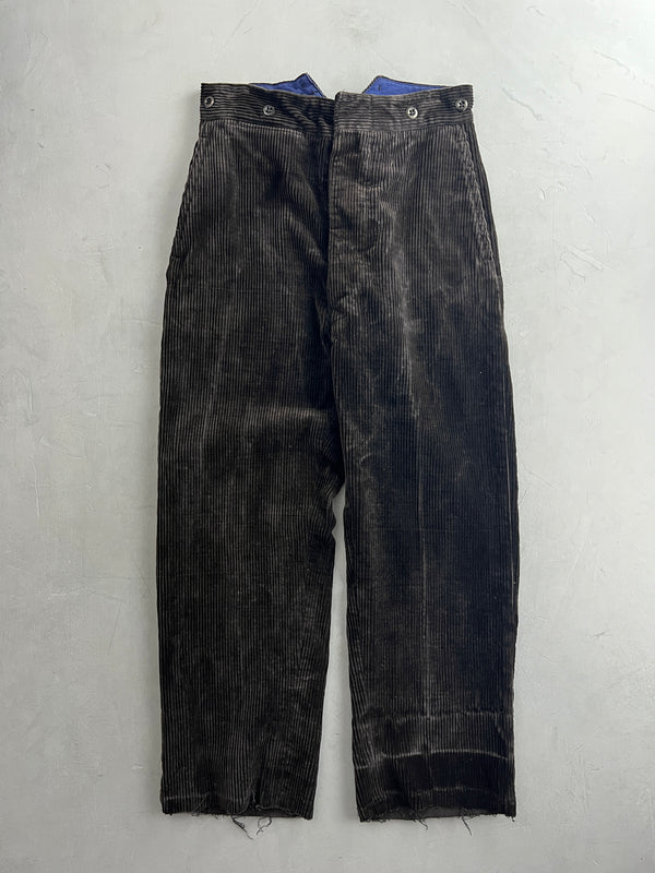 40's Deadstock French Buckle Back Cord Pants [32"]