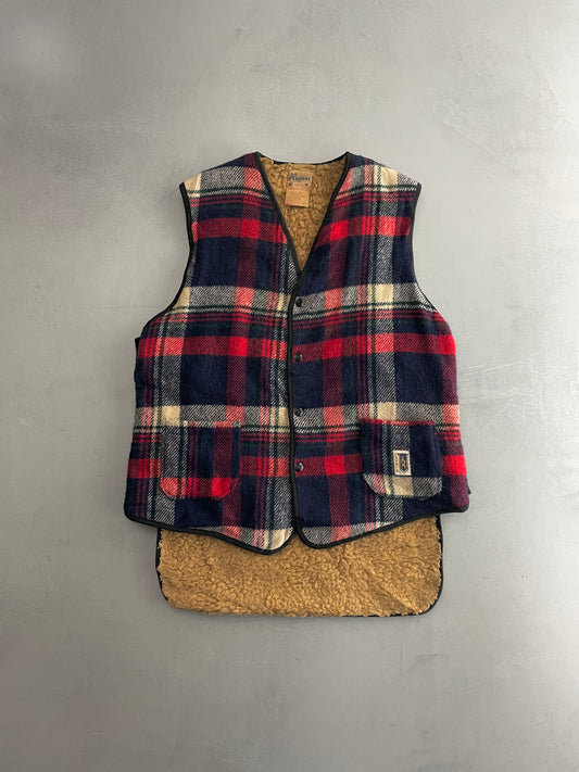 Regent Shearling Lined Plaid Vest [L]