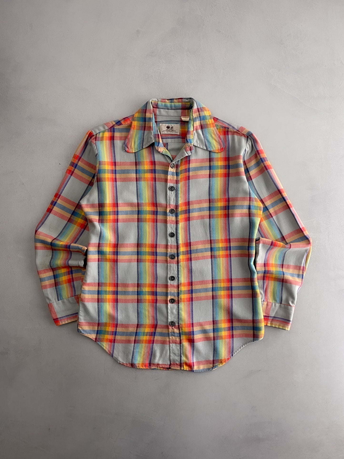 Apple Bee Rainbow Plaid Shirt [L]