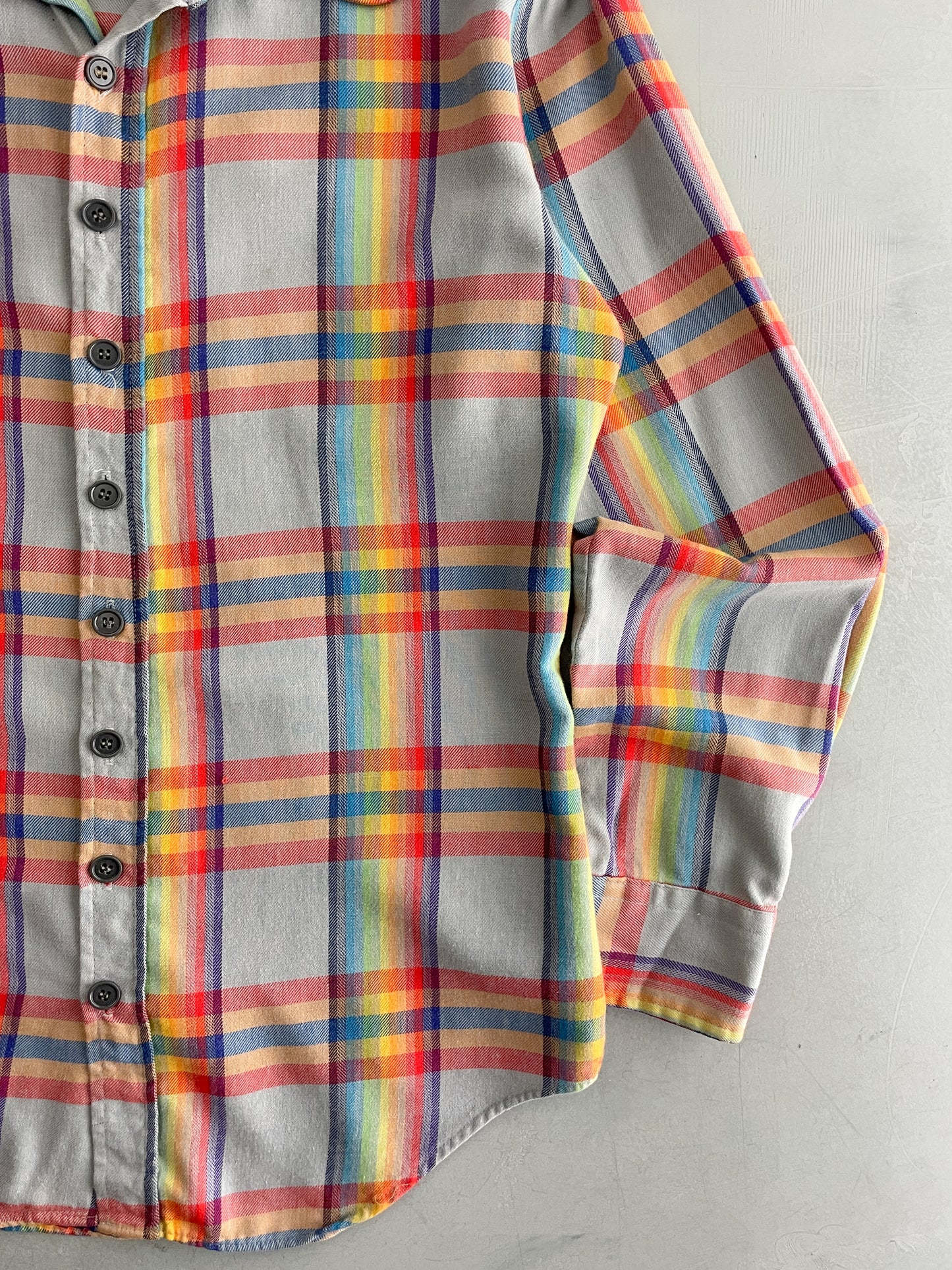 Apple Bee Rainbow Plaid Shirt [L]