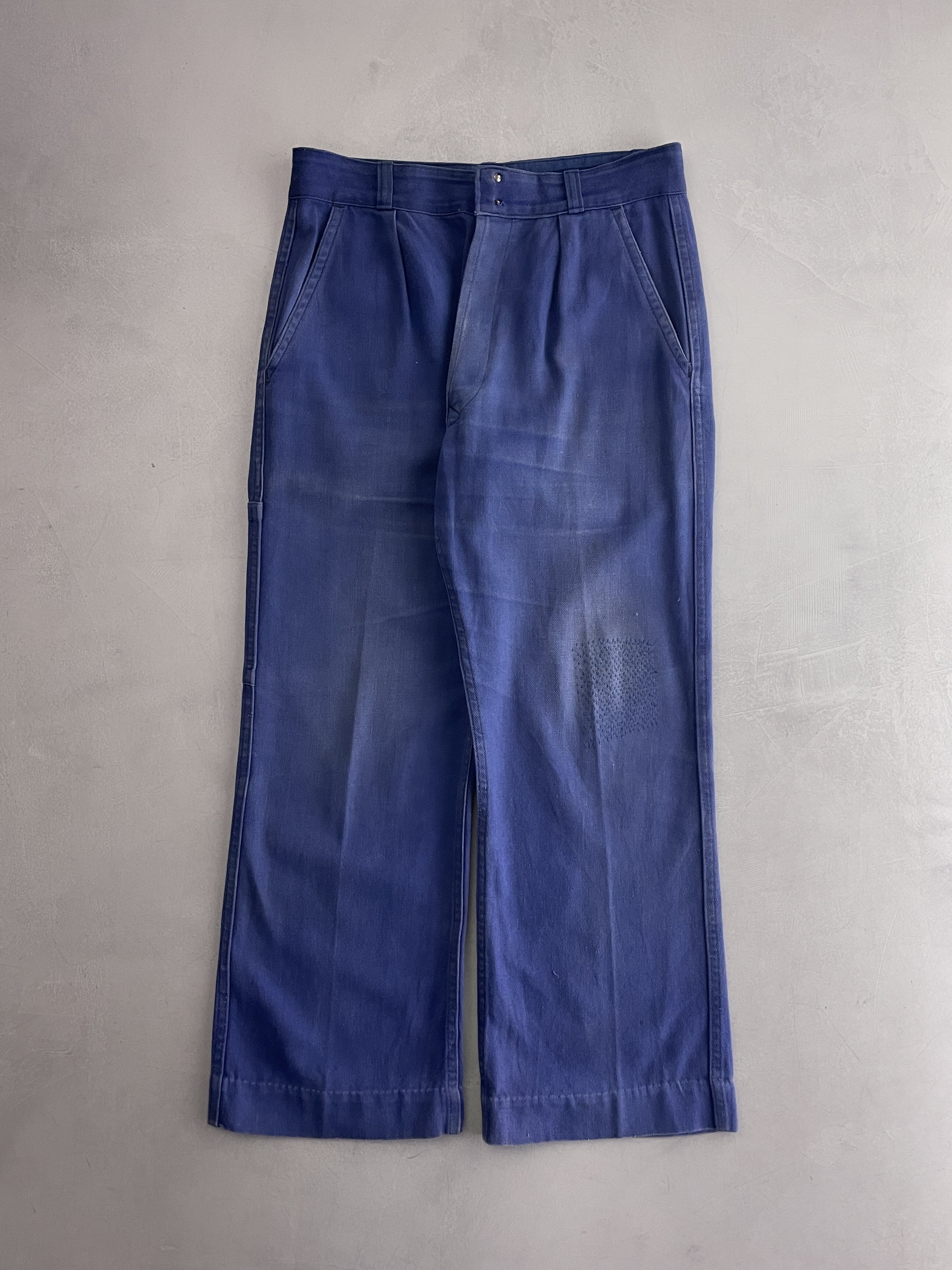 パンツ French vintage work trousers 30s 30's】French Vintage Gray Wool Striped Work Pants