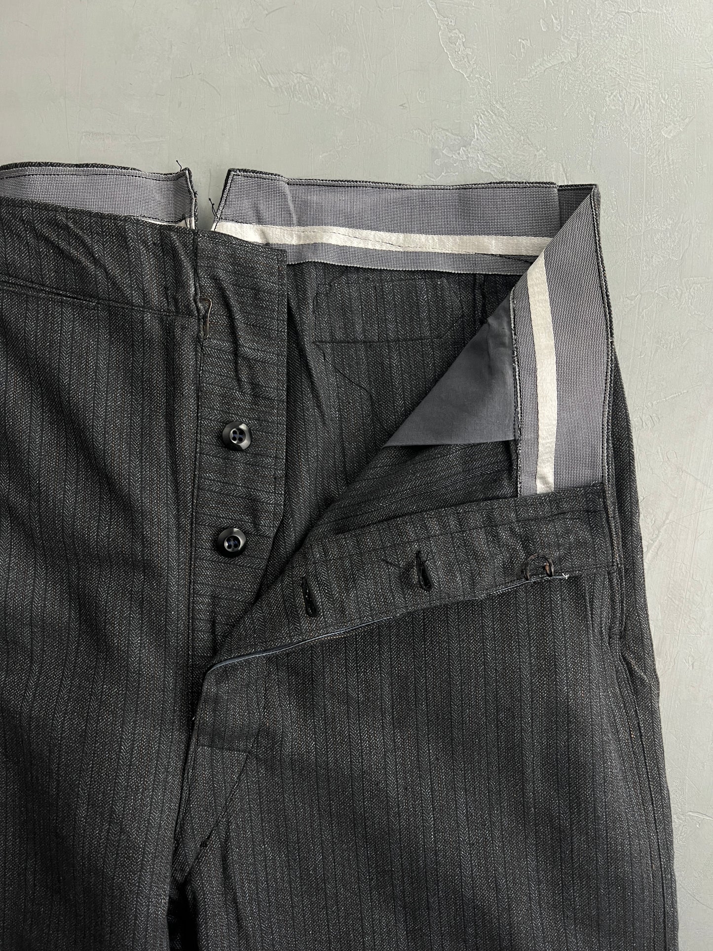Deadstock French Buckle Back Work Pants [35"]