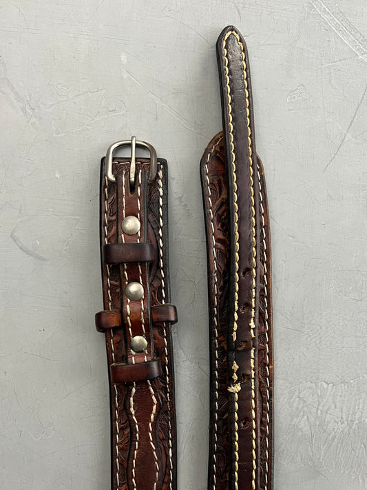 Handtooled Leather Belt [34"-38"]