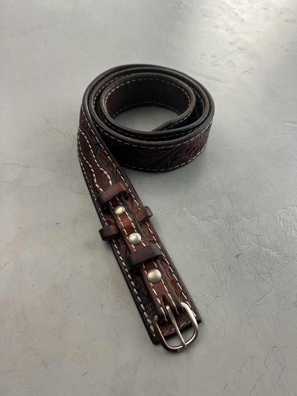Handtooled Leather Belt [34"-38"]