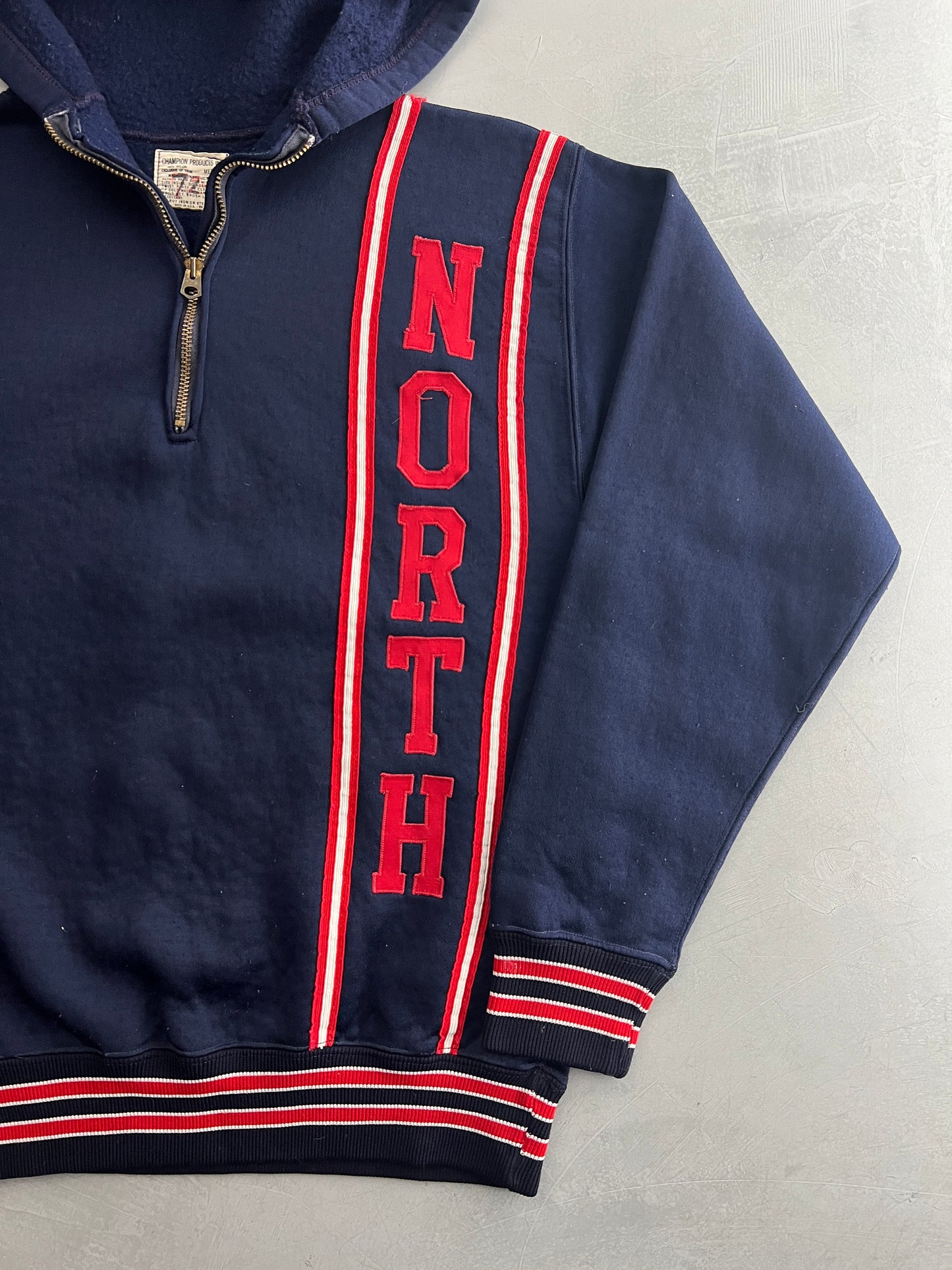 60's Champion Quarter Zip 'North' Hoodie [M]