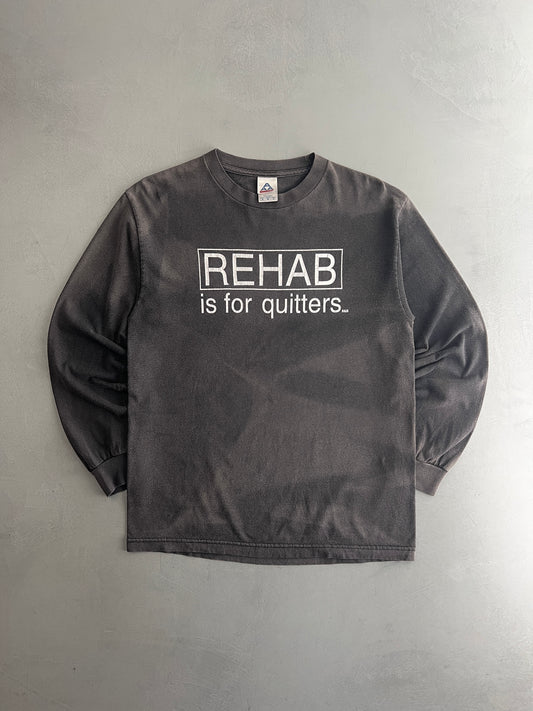 Faded 90's 'Rehab Is For Quitters' Long Sleeve Tee [L]