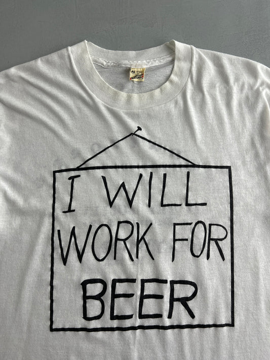 80's Work For Beer Tee [L]