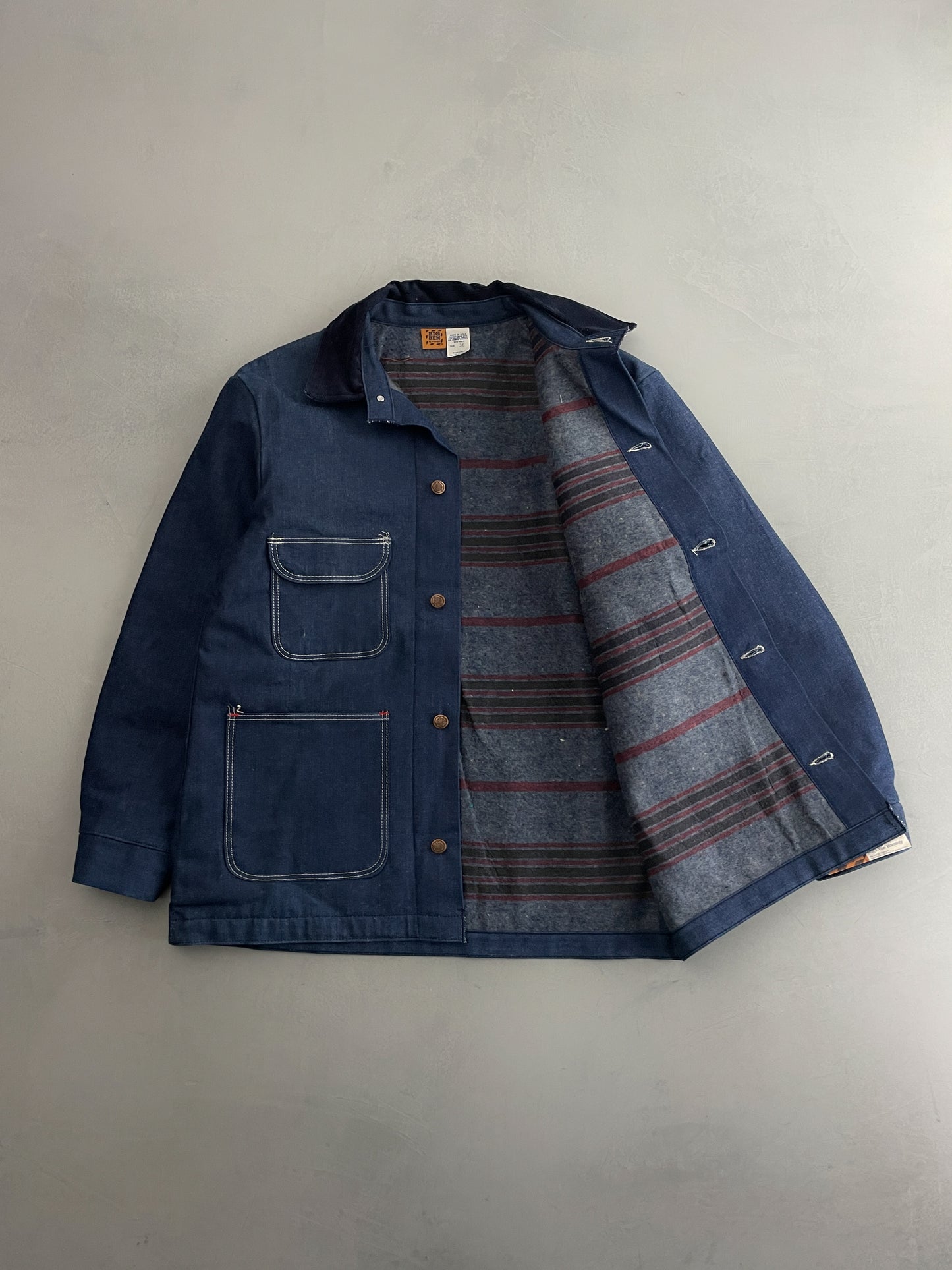 Deadstock Big Ben Blanket Lined Denim Chore Jacket [S/M]