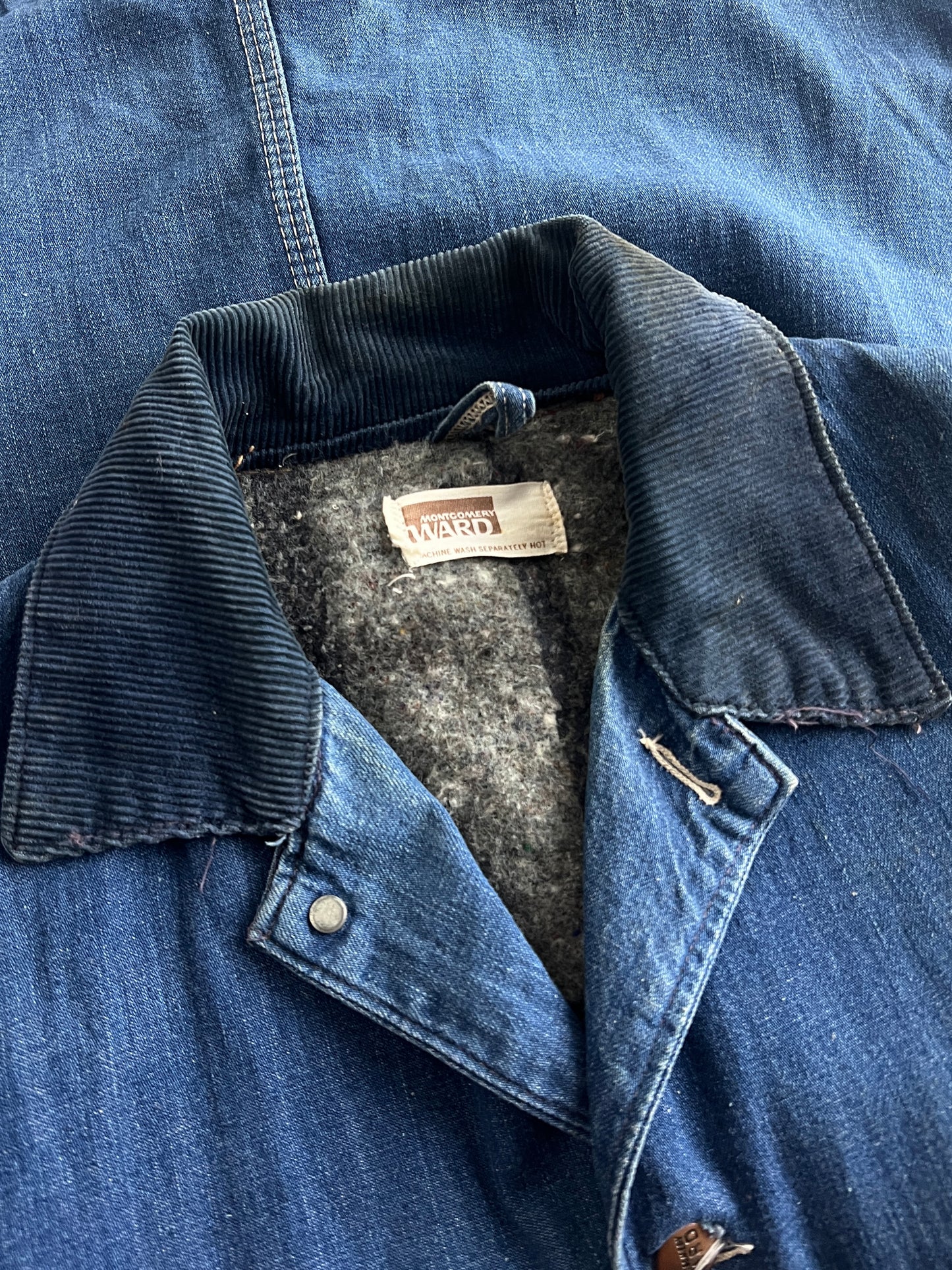 60's Blanket Lined Montgomery Ward Denim Chore Jacket [L/XL]