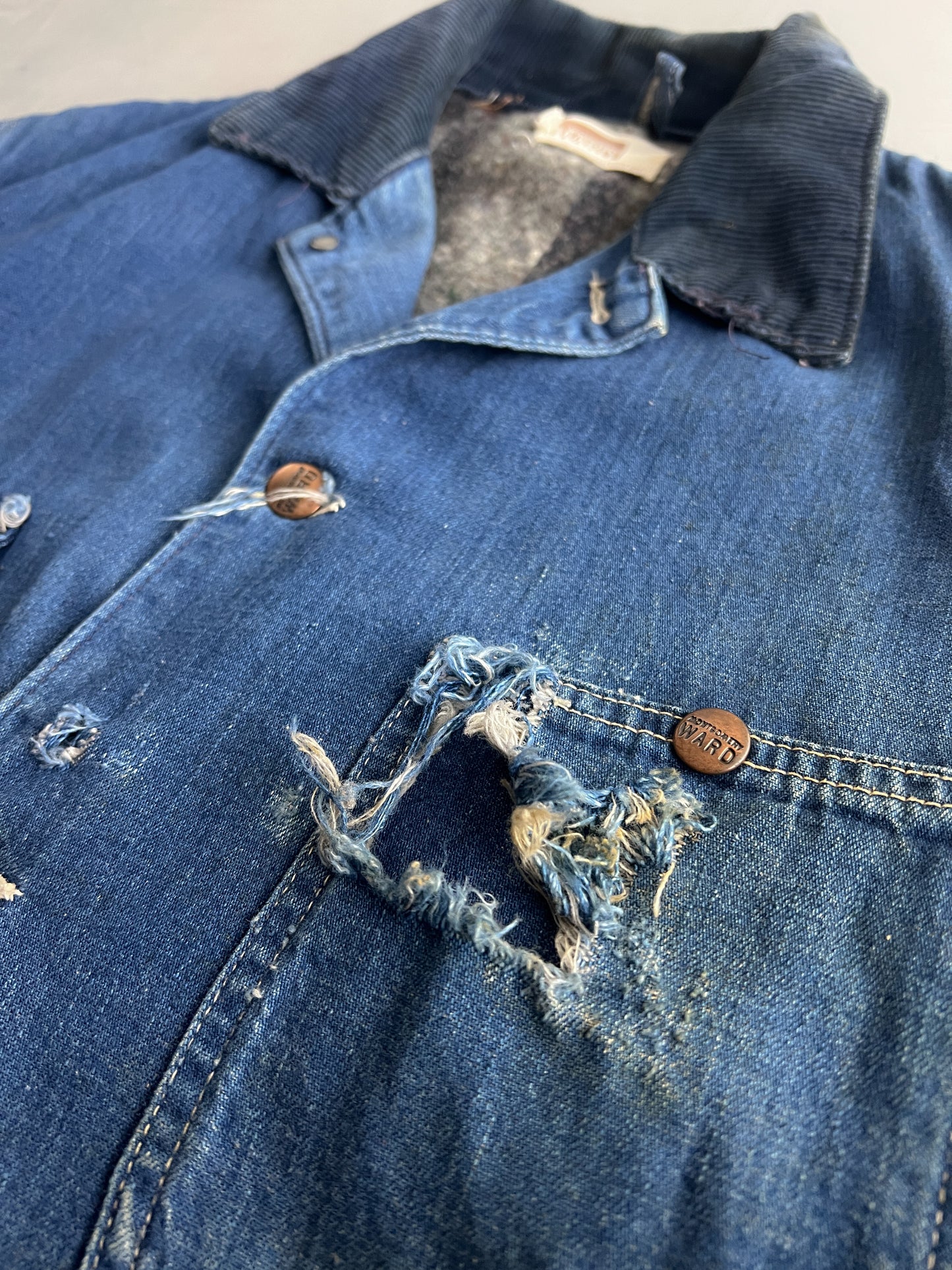 60's Blanket Lined Montgomery Ward Denim Chore Jacket [L/XL]