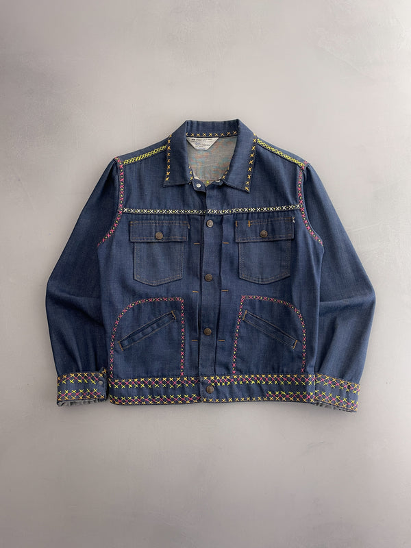 70's Embroidered J.C. Penney Selvage Denim Jacket [S]