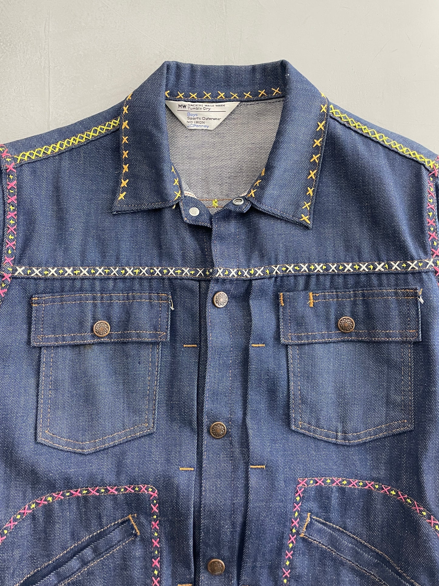 70's Embroidered J.C. Penney Selvage Denim Jacket [S]