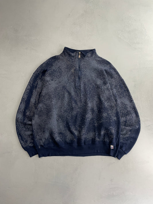 Bleached Russel Athletic 1/4 Zip Sweatshirt [XL]