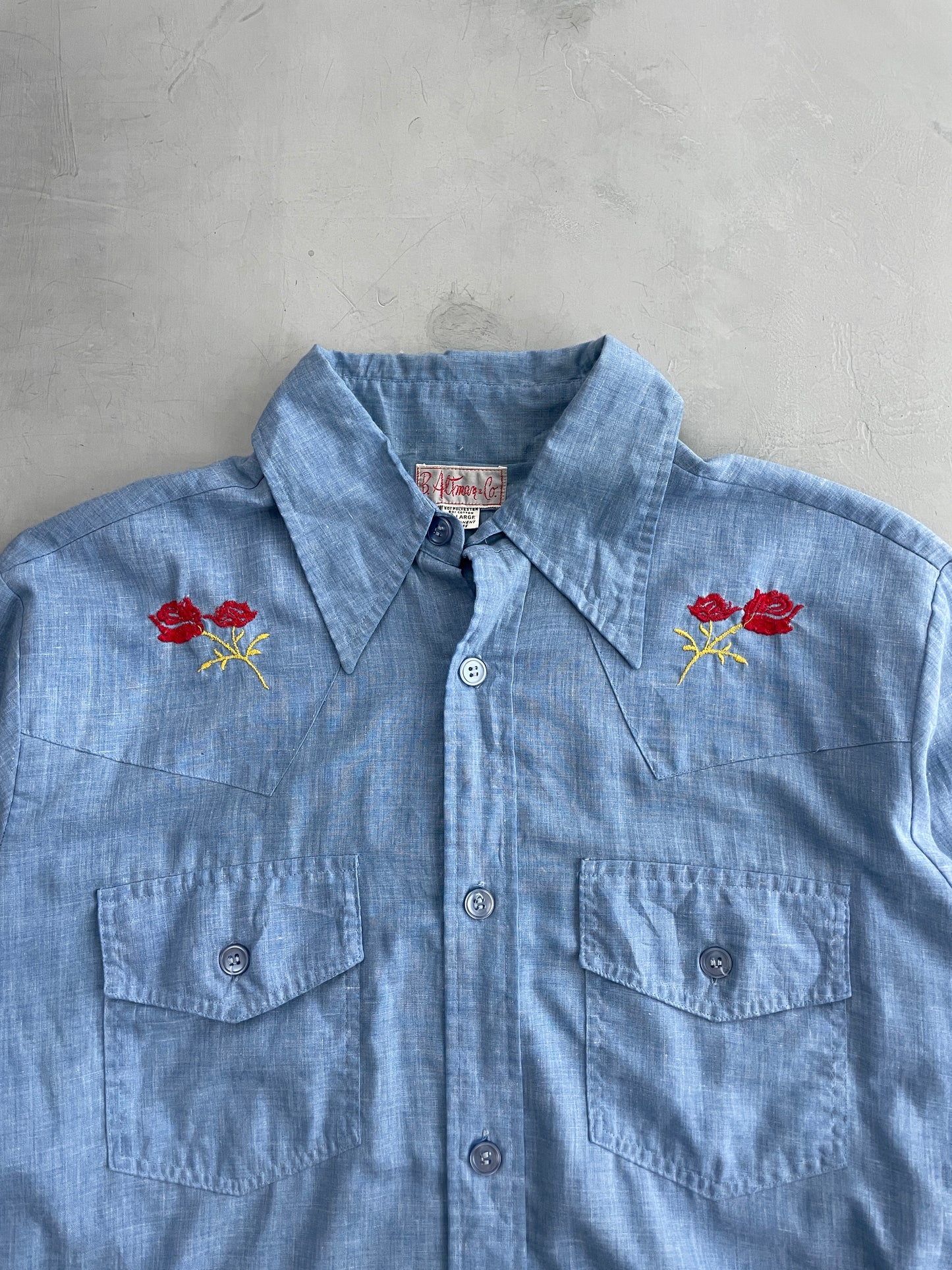 Embroidered Chambre Western Shirt [L]