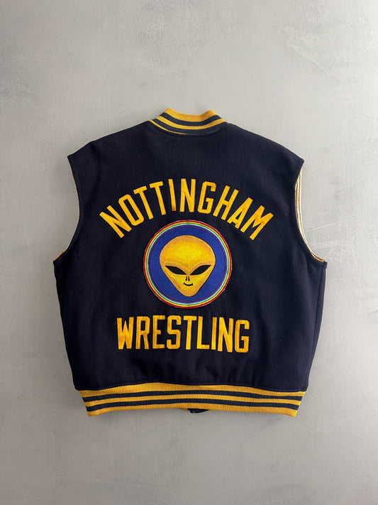 1980's Nottingham Wrestling Sleeveless Lettermen Jacket [L]