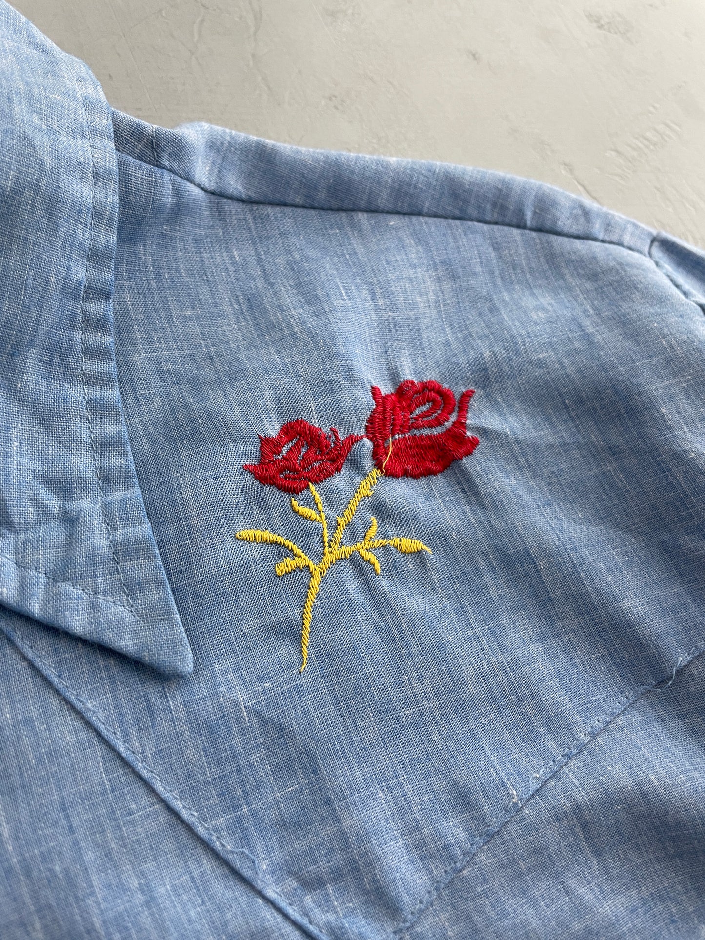 Embroidered Chambre Western Shirt [L]