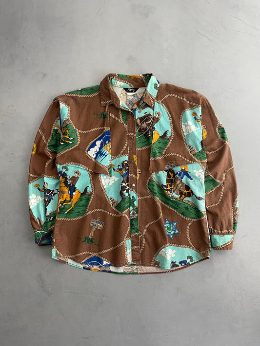 Cowboy Print Roper Shirt [XL]