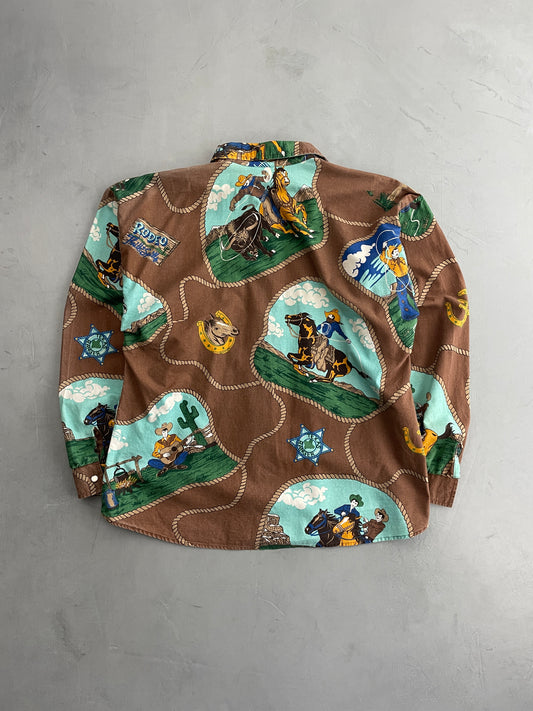 Cowboy Print Roper Shirt [XL]
