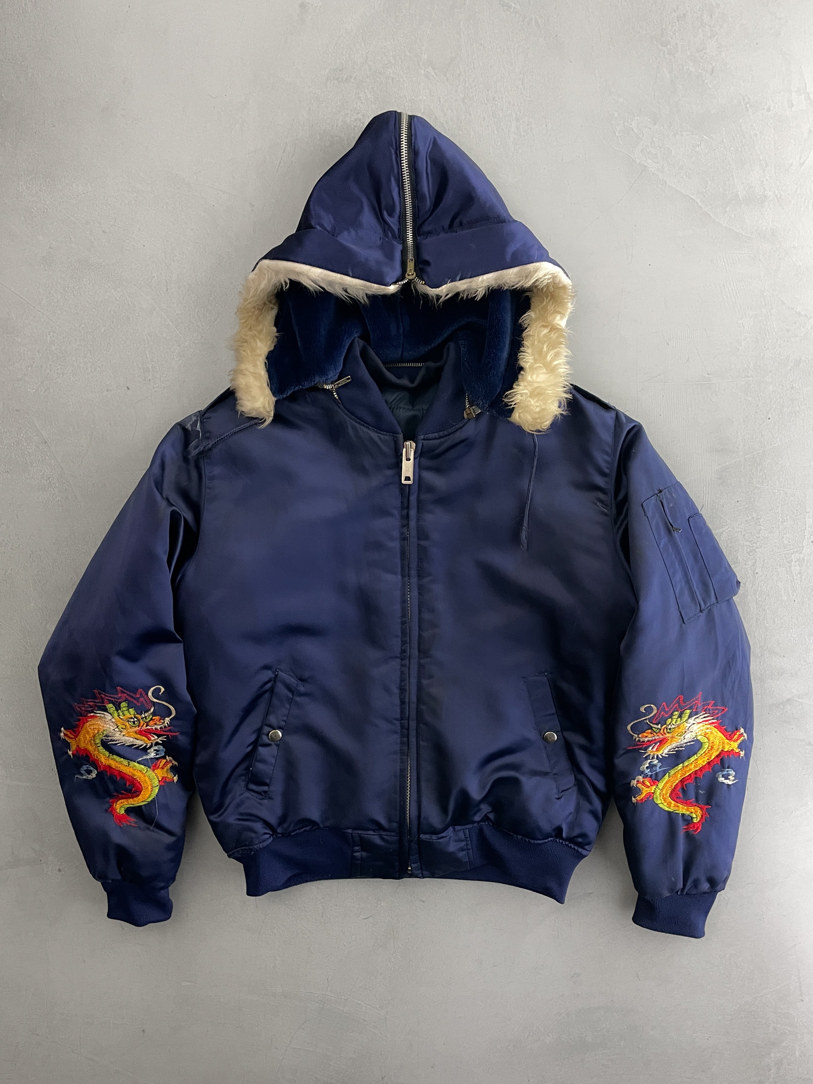 【イチオシ】80's Japanese Souvenir Jacket 1980's Okinawa Japan Souvenir Jacket w Detachable Hood [L] – The
