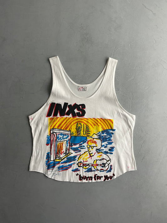 80's INXS "Burn For You" Cropped Tank Top [S]