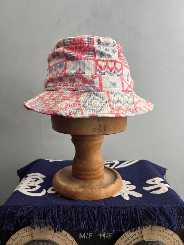 Faded Patchwork Print Bucket Cap